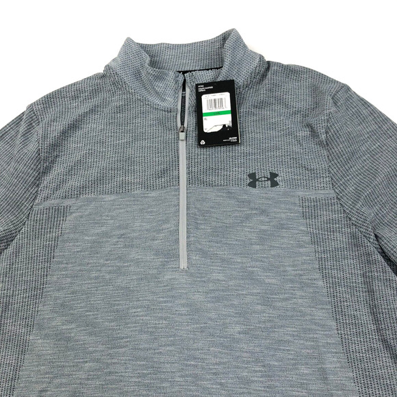 Under Armour NEW FITTED Large 1/4 Quarter Zip Mock Neck Pullover LS Gray THIN - Picture 1 of 8